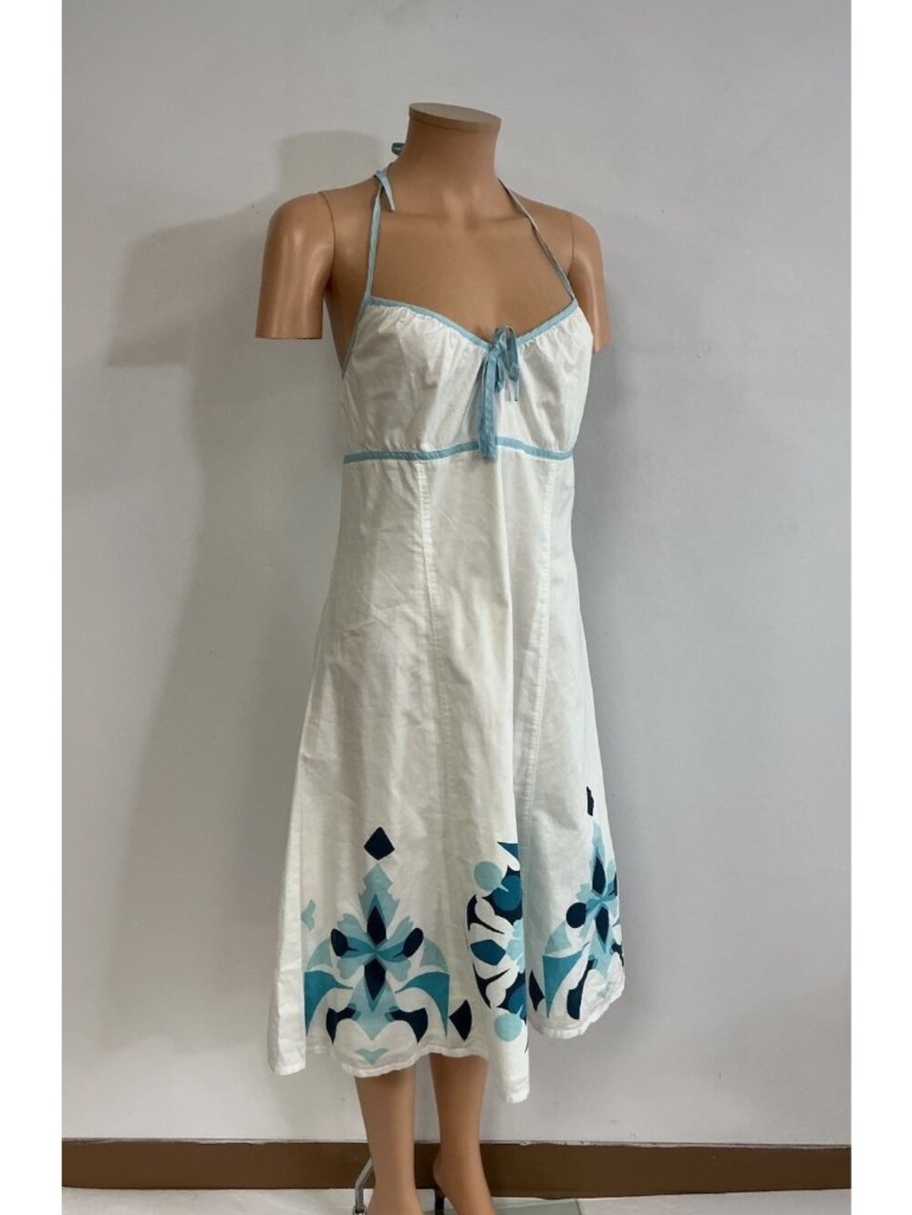 Esprit Floral White Dress Y2K Milkmaid Womens 12